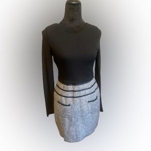 Black and Grey Long Sleeve Dress